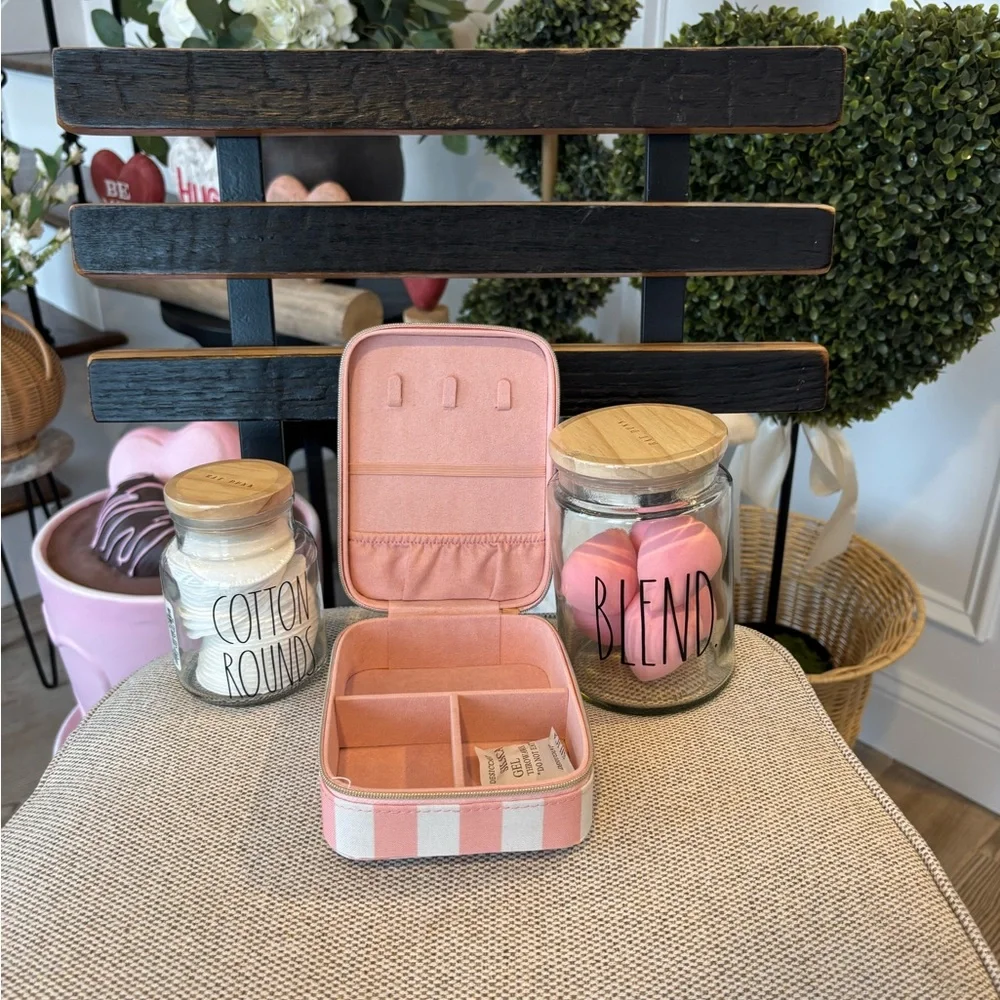 Three Piece Set Pink Jewelry Organizer. & Vanity Make Up Set - NWT